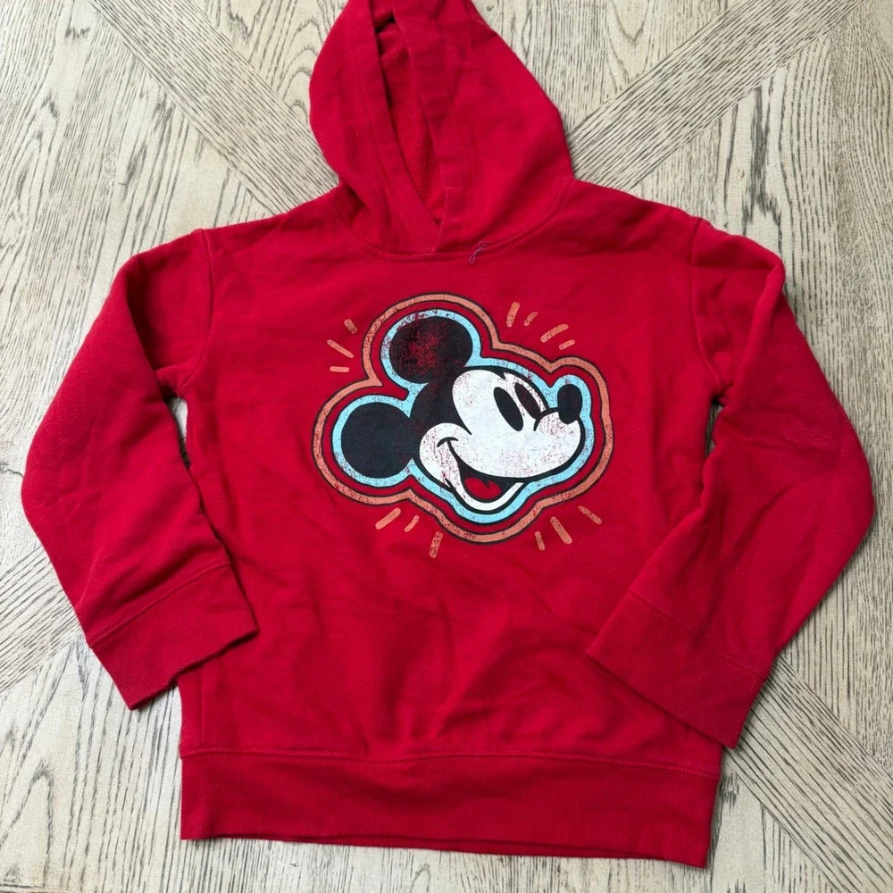 Disney Mickey Mouse Red Hoodie‎ Sweatshirt Kids Size 7